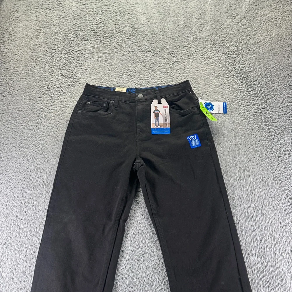 Levi's 502 Jeans Boys 12 Husky Black Cotton Denim Tapered Leg Stretch